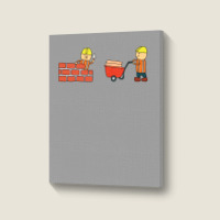 Kids Drawing Vector Illustration Of Construction W Portrait Canvas Print | Artistshot