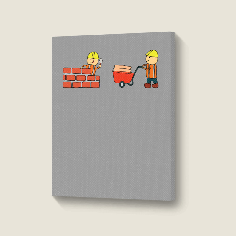 Kids Drawing Vector Illustration Of Construction W Portrait Canvas Print | Artistshot