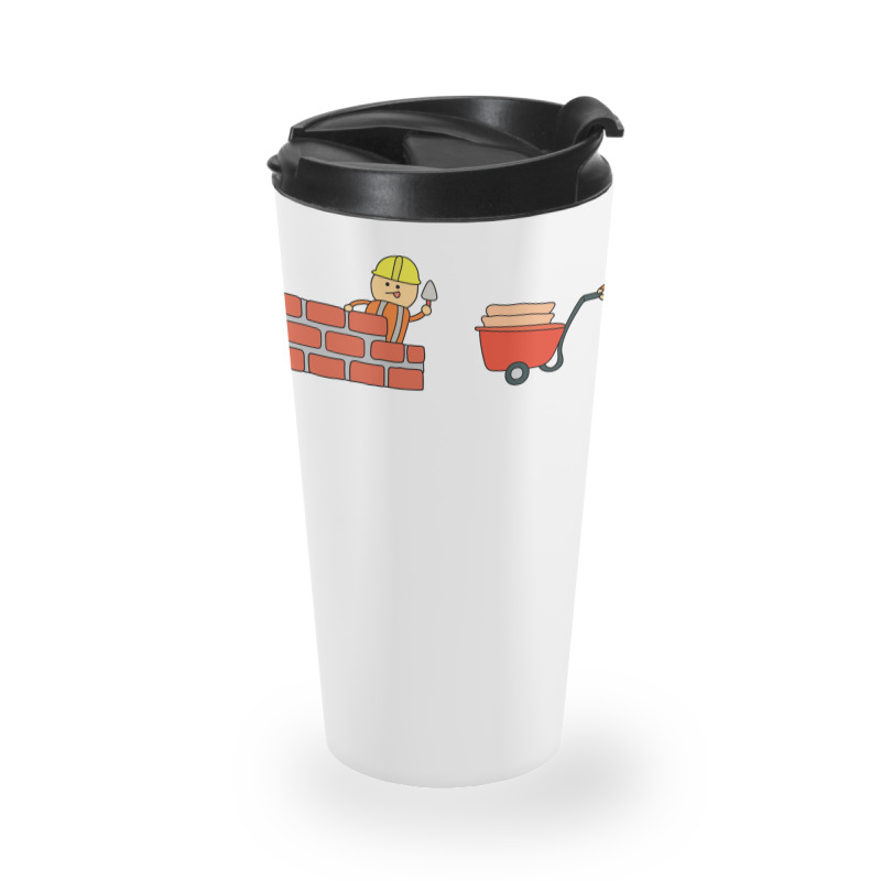 Kids Drawing Vector Illustration Of Construction W Travel Mug | Artistshot