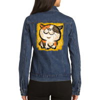 Tortoiseshell Cat Happy Retro Ladies Denim Jacket | Artistshot