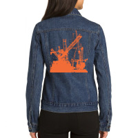 Tower Crane Operator Construction Tower Crane Skyl Ladies Denim Jacket | Artistshot