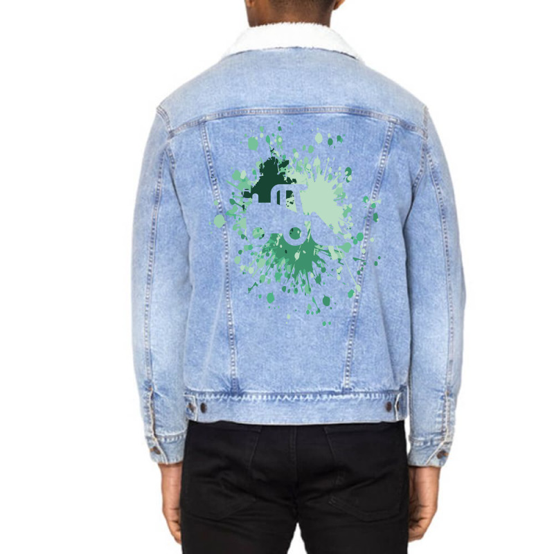 Front Loader Tractor Color Splash Blue Unisex Sherpa-Lined Denim Jacket by hutormbuyie6 | Artistshot