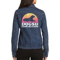 Dogs And Construction Gift Retro Ladies Denim Jacket | Artistshot