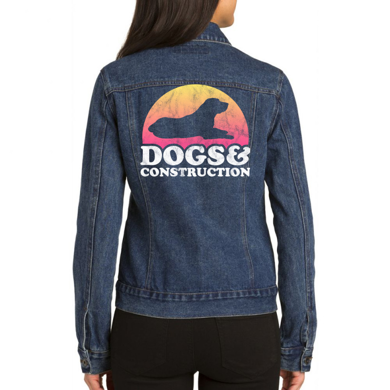 Dogs And Construction Gift Retro Ladies Denim Jacket by valkdiartel | Artistshot