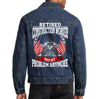 Retirement Retired Construction Worker Quote Men Denim Jacket | Artistshot