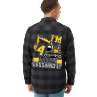 4 Year Old Crushing It Construction Truck 4th Birt Flannel Shirt | Artistshot