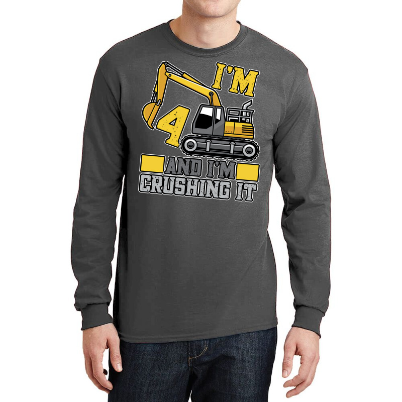 4 Year Old Crushing It Construction Truck 4th Birt Long Sleeve Shirts | Artistshot