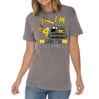 4 Year Old Crushing It Construction Truck 4th Birt Vintage T-shirt | Artistshot