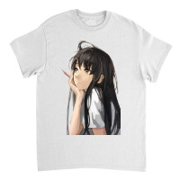 Anime Artist Girl Thinking (lowpoly) (zoomout Effect) Classic T-shirt | Artistshot