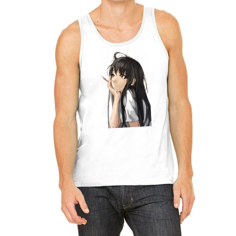 Anime Artist Girl Thinking (lowpoly) (zoomout Effect) Tank Top | Artistshot