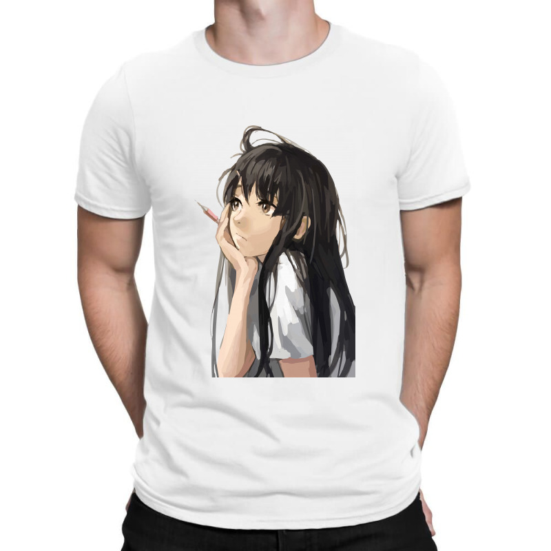 Anime Artist Girl Thinking (lowpoly) (zoomout Effect) T-shirt | Artistshot