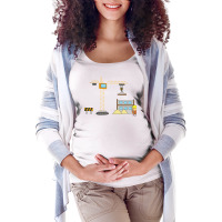 Kids Drawing Of Building Construction Scene With W Maternity Scoop Neck T-shirt | Artistshot