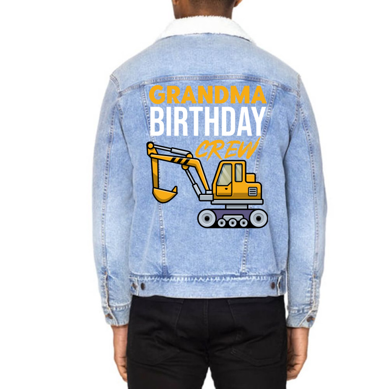 Grandma Birthday Crew Construction Birthday Party Unisex Sherpa-Lined Denim Jacket by kojekslagod | Artistshot