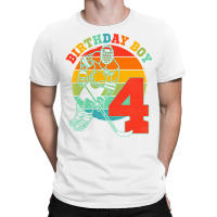 Kids 4 Year Old Ice Hockey Retro Birthday Party 4t T-shirt | Artistshot