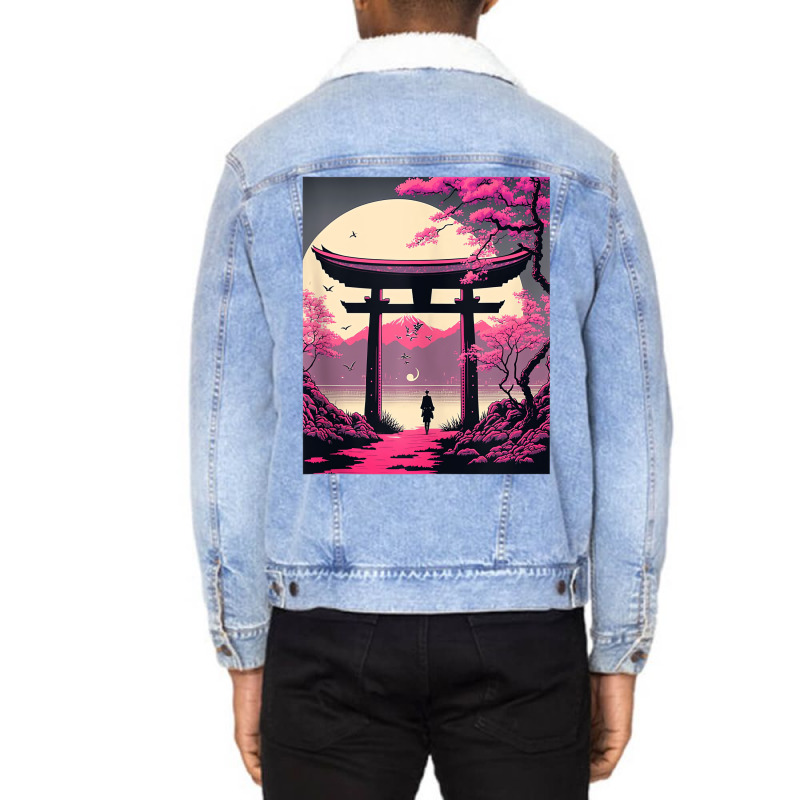 Traditional Shrine Japan Tank Top Unisex Sherpa-lined Denim Jacket | Artistshot