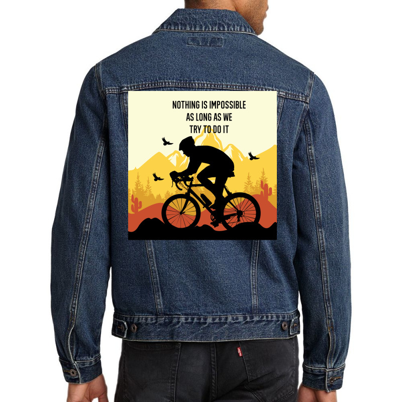 Mountain Bicycle Yellow Men Denim Jacket | Artistshot