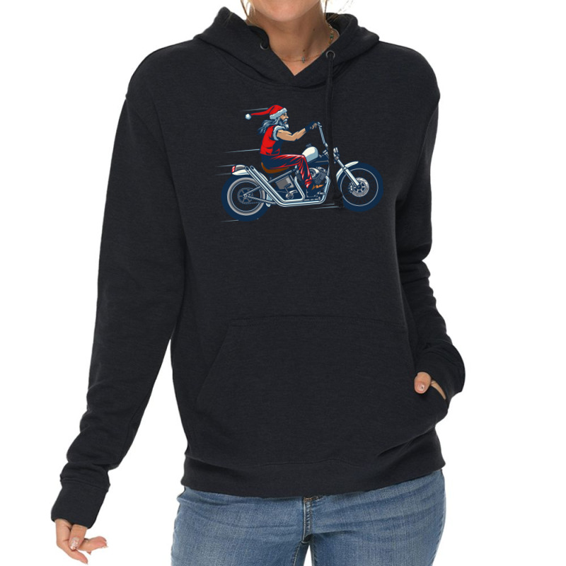 Santa Claus Biker Gift Lightweight Hoodie | Artistshot