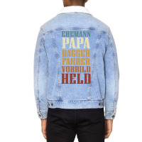 Husband Dad Excavator Operator Role Model Hero Red Unisex Sherpa-lined Denim Jacket | Artistshot