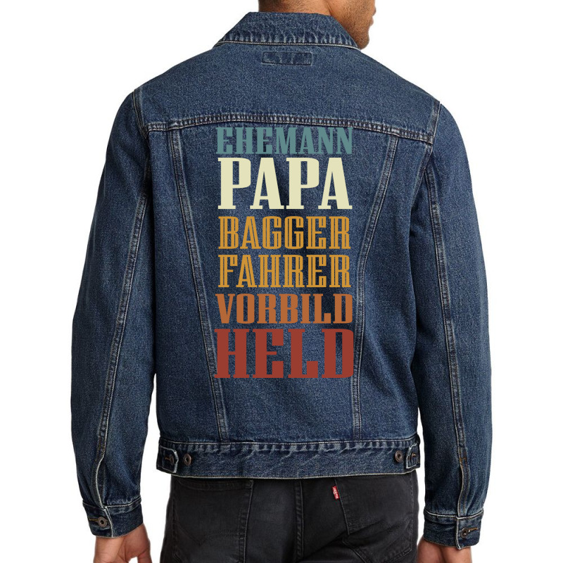 Husband Dad Excavator Operator Role Model Hero Red Men Denim Jacket | Artistshot