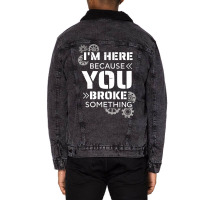 Mechanic Caretaker Saying House Technician Trendin Unisex Sherpa-lined Denim Jacket | Artistshot