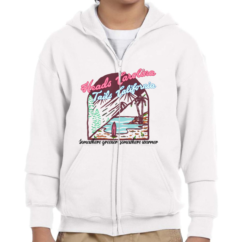 Heads Carolina Tail California Western Summer Beac Youth Zipper Hoodie | Artistshot