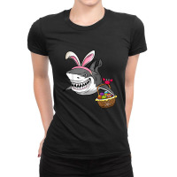 Cool Easter Shark Easter Basket Bunny Ears Happy E Ladies Fitted T-shirt | Artistshot