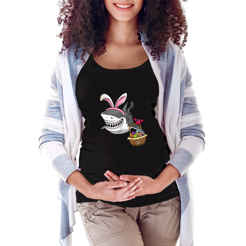 Cool Easter Shark Easter Basket Bunny Ears Happy E Maternity Scoop Neck T-shirt by William L Barclay | Artistshot