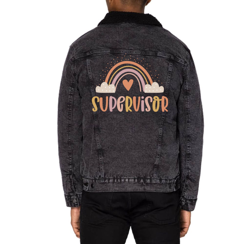 Supervisor Boho Casual Over The Rainbow Design Unisex Sherpa-Lined Denim Jacket by hoyingskizob | Artistshot