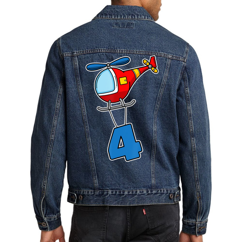 4th Birthday 4 Four Girls And Boys Helicopter T Sh Men Denim Jacket | Artistshot