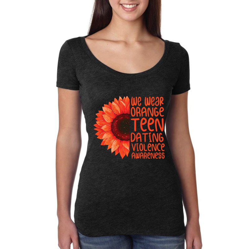 Sunflower We Wear Orange Teen Dating Violence Awar Women's Triblend Scoop T-shirt by severodanie | Artistshot