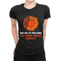 Sunflower We Wear Orange Teen Dating Violence Awar Ladies Fitted T-shirt | Artistshot