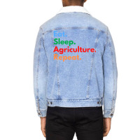 Eat Sleep Agriculture Repeat Red Unisex Sherpa-lined Denim Jacket | Artistshot