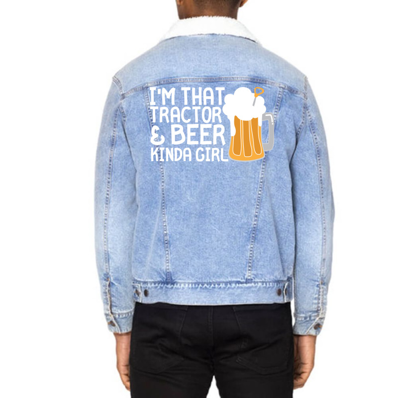 Tractor Beer Kinda Girl Farmer Summer Unisex Sherpa-lined Denim Jacket | Artistshot