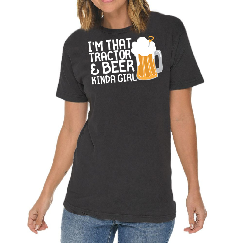 Tractor Beer Kinda Girl Farmer Summer Vintage T-shirt | Artistshot