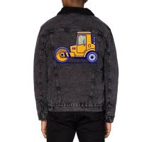 Tractor Vehicle Cartoon Illustration Girl Unisex Sherpa-lined Denim Jacket | Artistshot