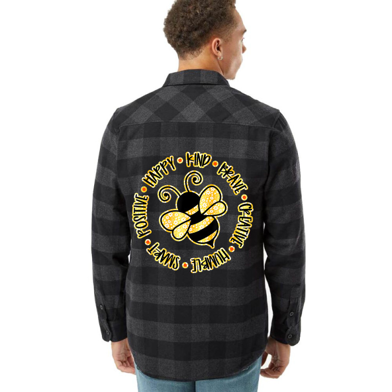 Bee Happy Kind Brave Humble Smart Positive Bumbleb Flannel Shirt | Artistshot