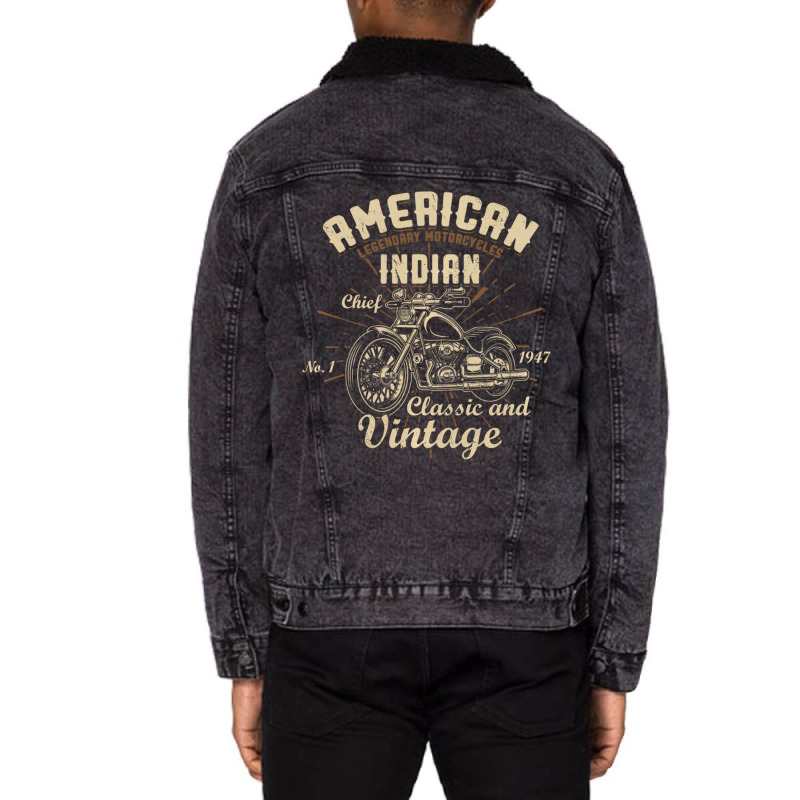 American Legendary Motorcycles Indian Chief Classi Unisex Sherpa-lined Denim Jacket | Artistshot