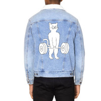 Cat Deadlift Hoodie   Powerlifting Kitty Sweater, Unisex Sherpa-lined Denim Jacket | Artistshot