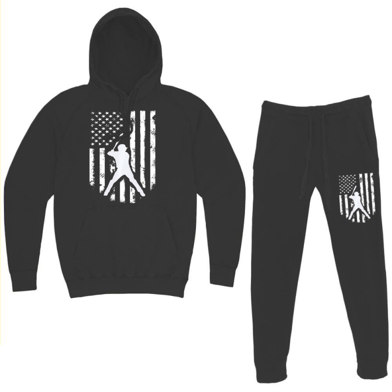 American Usa Flag Baseball Hoodie Distressed Hoode Hoodie & Jogger Set | Artistshot