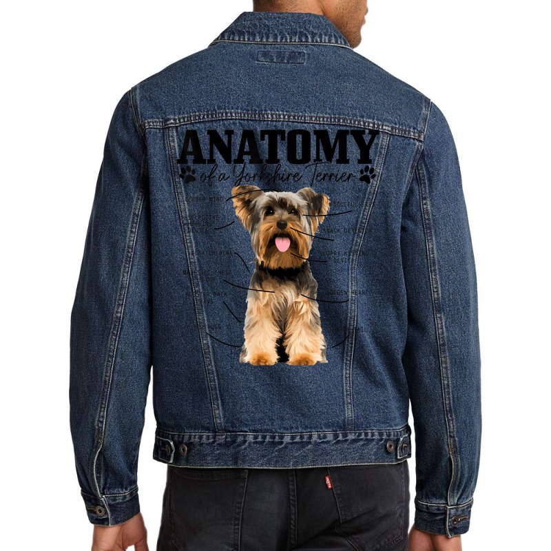 Anatomy Of A Yorkshire Terrier Funny Cute Dog York Men Denim Jacket by marva | Artistshot