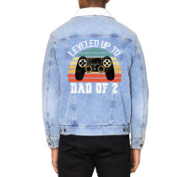 Daddy Again Leveled Up To Dad Of 2 Dad T Shirt Unisex Sherpa-lined Denim Jacket | Artistshot