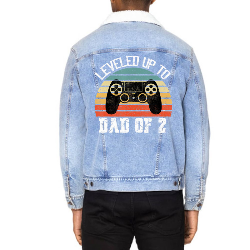 Daddy Again Leveled Up To Dad Of 2 Dad T Shirt Unisex Sherpa-Lined Denim Jacket by holubarpro | Artistshot