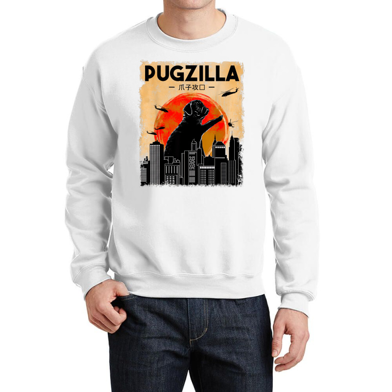 Funny Pug Dog Pugzilla Christmas Gifts For Pug Lov Crewneck Sweatshirt by onofre | Artistshot