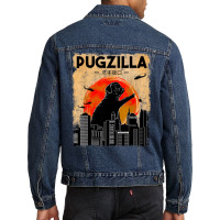 Funny Pug Dog Pugzilla Christmas Gifts For Pug Lov Men Denim Jacket | Artistshot