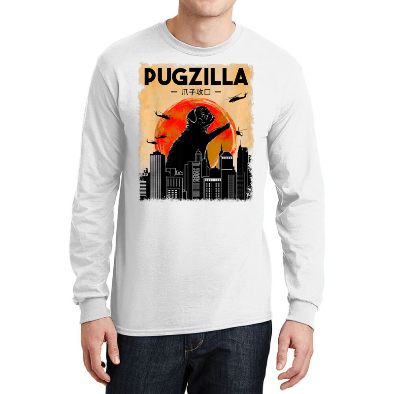 Funny Pug Dog Pugzilla Christmas Gifts For Pug Lov Long Sleeve Shirts by onofre | Artistshot