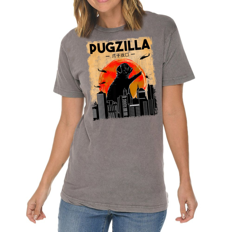 Funny Pug Dog Pugzilla Christmas Gifts For Pug Lov Vintage T-Shirt by onofre | Artistshot