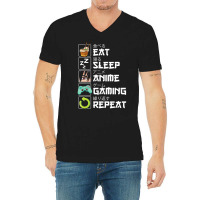 Eat Sleep Anime Gaming Repeat Kawaii Otaku Anime M V-neck Tee | Artistshot