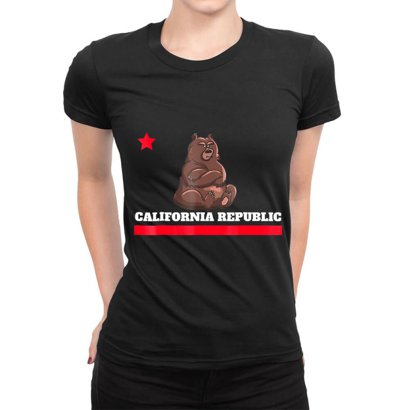 Funny California Republic State Flag Novelty Gift Ladies Fitted T-Shirt by stidmanuks | Artistshot