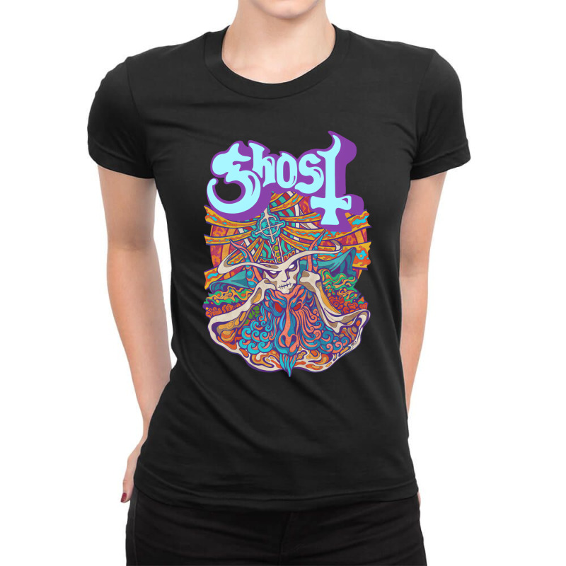 Ghost   Seven Inches Of Satanic Panic Pullover Hoo Ladies Fitted T-Shirt by ciullato | Artistshot