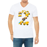 Construction Truck 2nd Birthday 2 Years Old Digger V-neck Tee | Artistshot